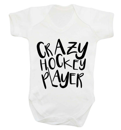 Crazy hockey player Baby Vest white 18-24 months