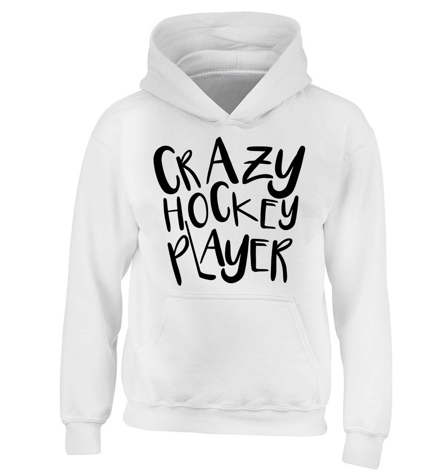 Crazy hockey player children's white hoodie 12-13 Years