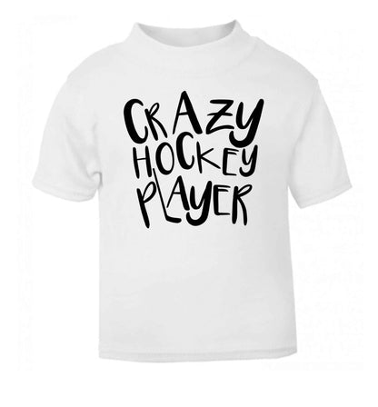 Crazy hockey player white Baby Toddler Tshirt 2 Years