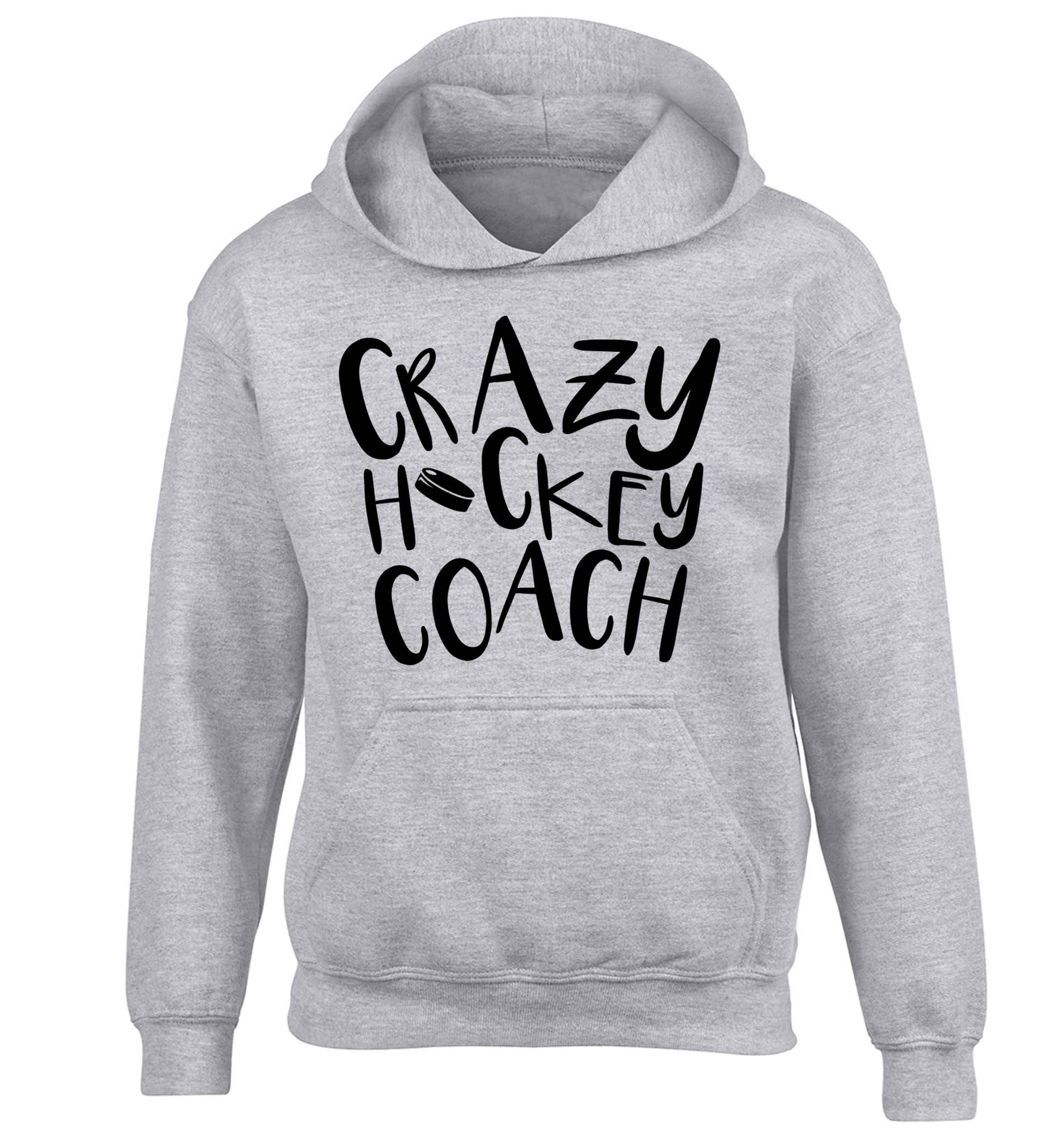 Crazy hockey coach children's grey hoodie 12-13 Years