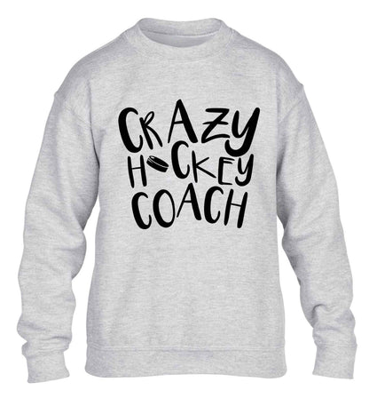 Crazy hockey coach children's grey sweater 12-13 Years