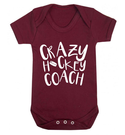 Crazy hockey coach Baby Vest maroon 18-24 months