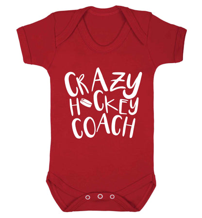 Crazy hockey coach Baby Vest red 18-24 months