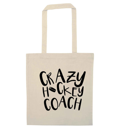 Crazy hockey coach natural tote bag