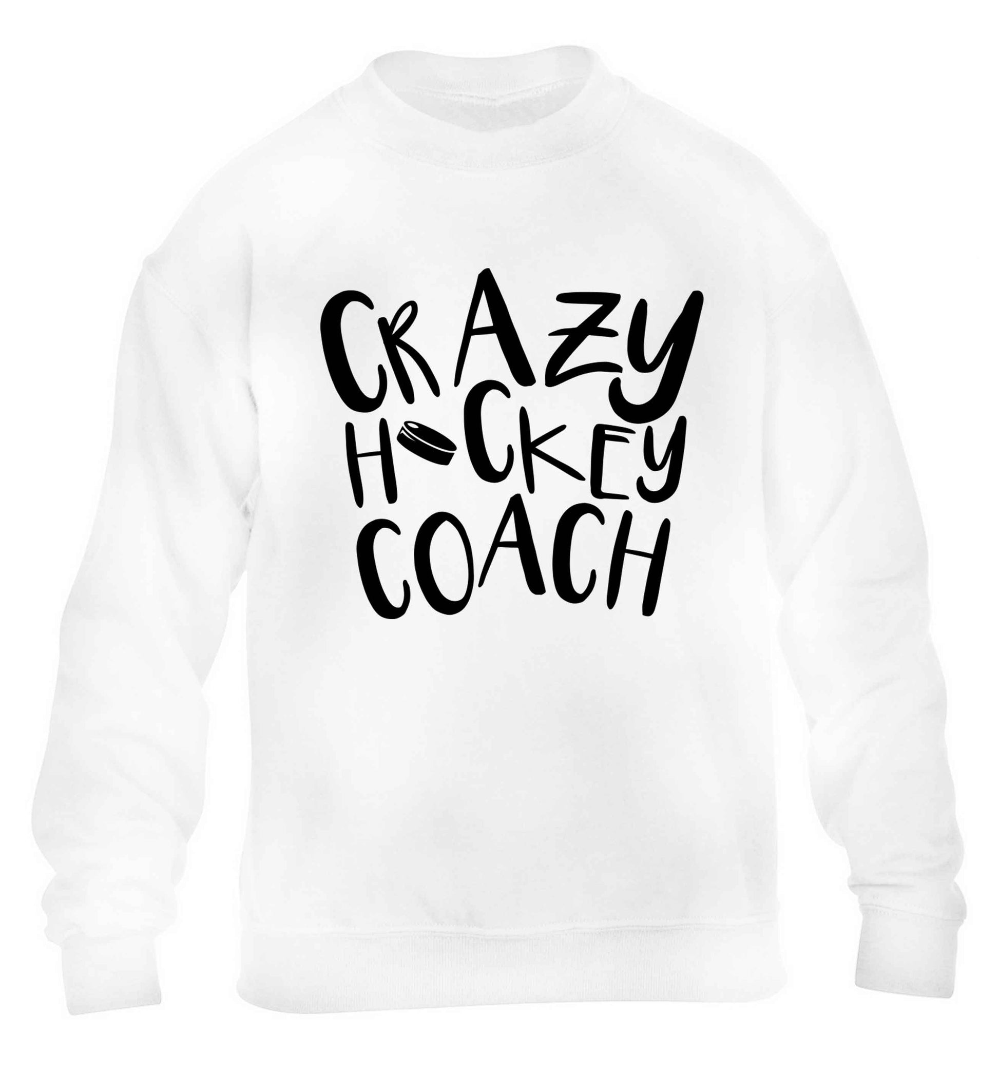 Crazy hockey coach children's white sweater 12-13 Years