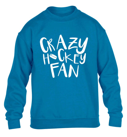 Crazy hockey fan children's blue sweater 12-13 Years