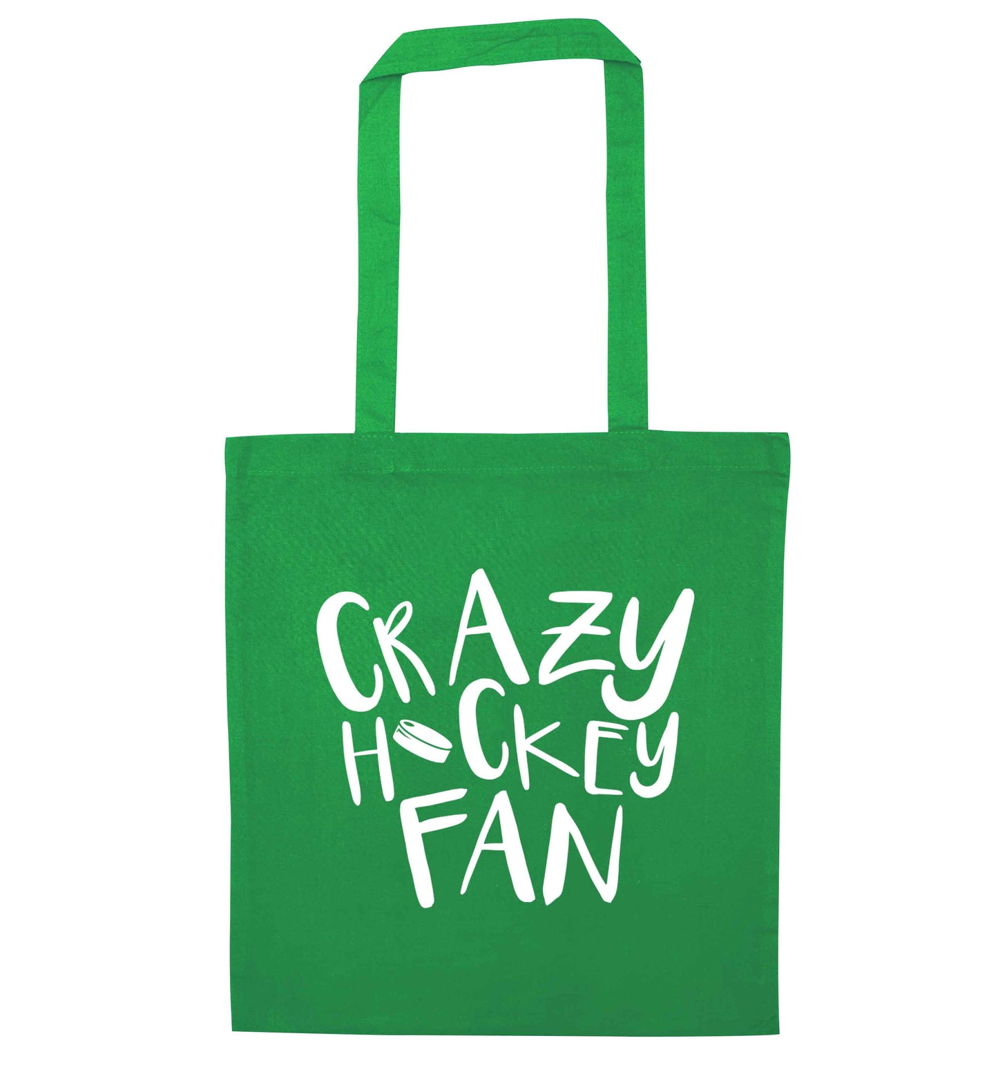 Crazy hockey fan green tote bag