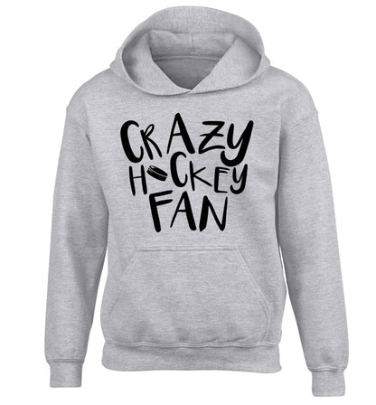 Crazy hockey fan children's grey hoodie 12-13 Years