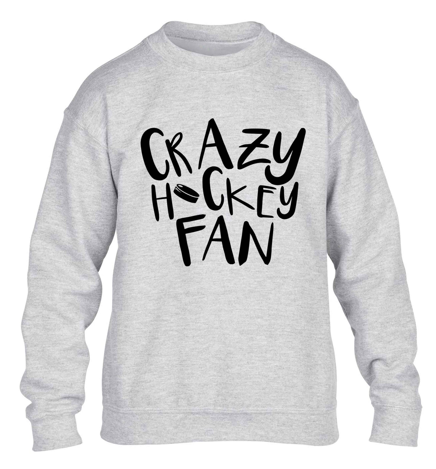 Crazy hockey fan children's grey sweater 12-13 Years