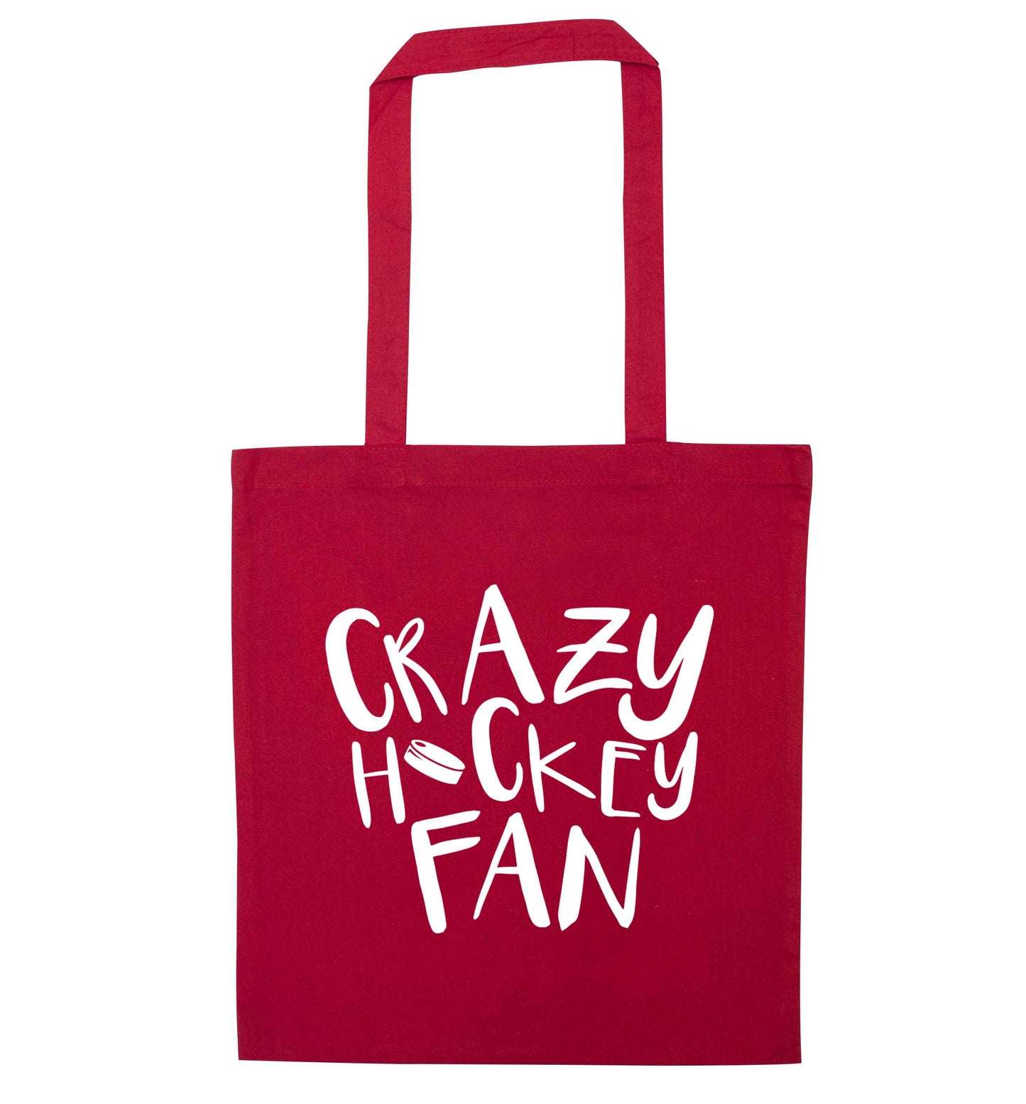 Crazy hockey fan red tote bag