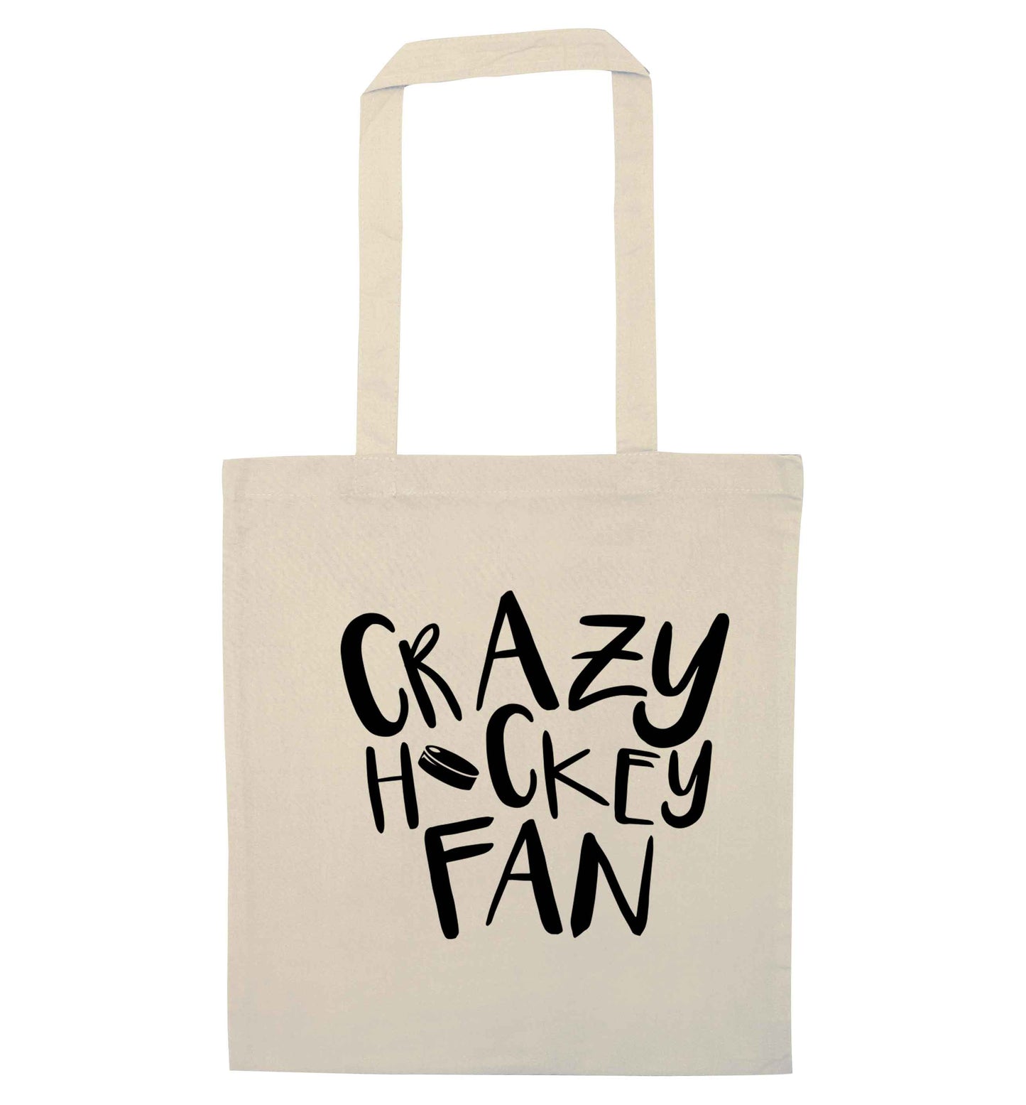 Crazy hockey fan natural tote bag