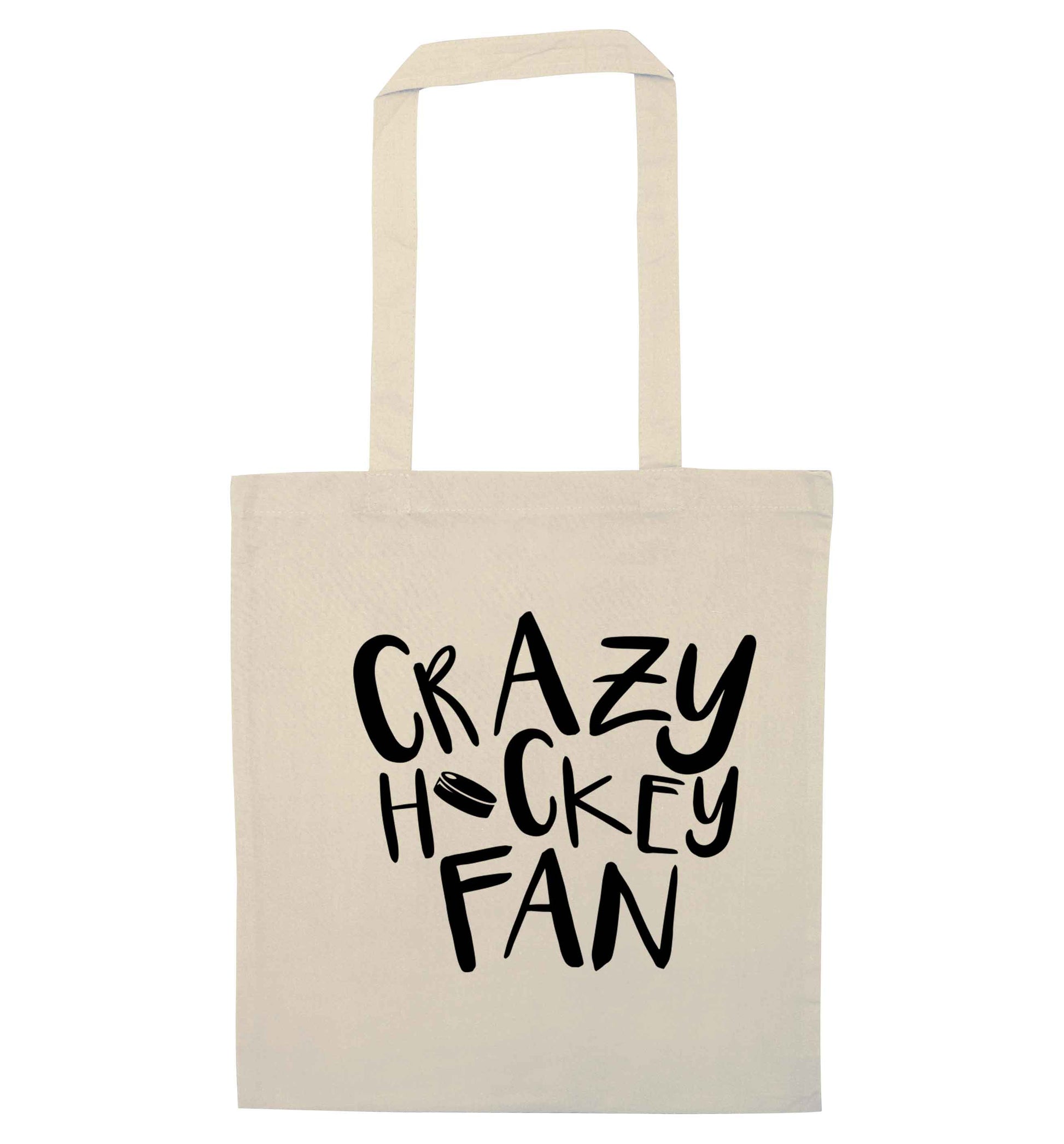 Crazy hockey fan natural tote bag