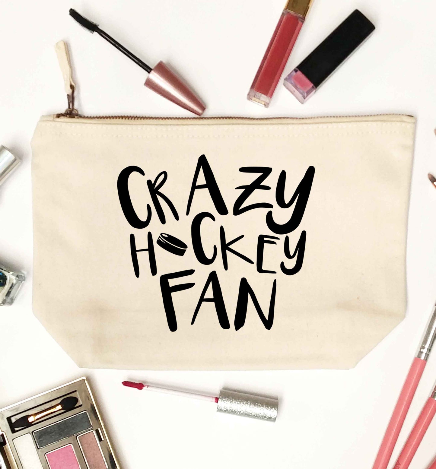 Crazy hockey fan natural makeup bag