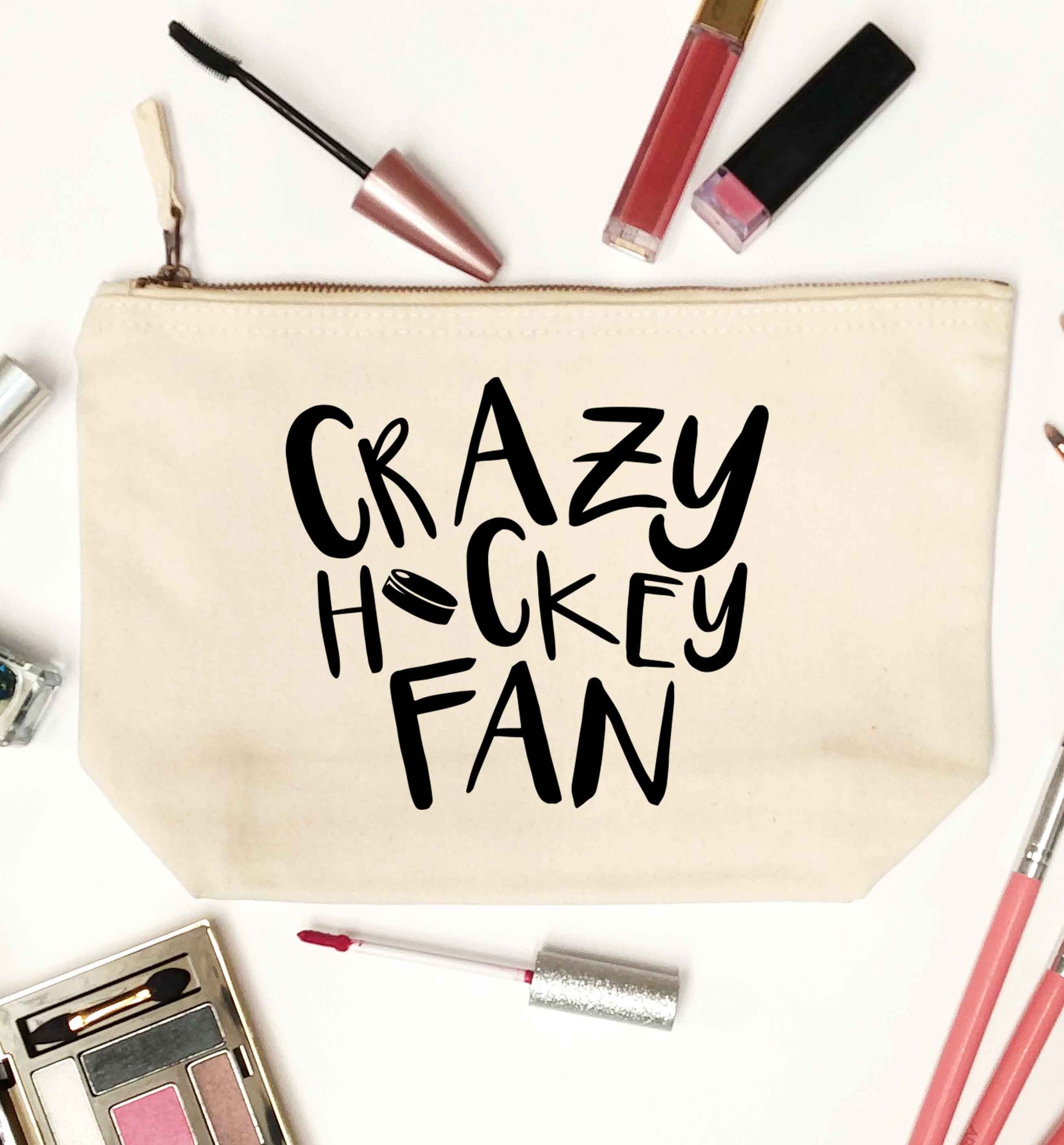 Crazy hockey fan natural makeup bag