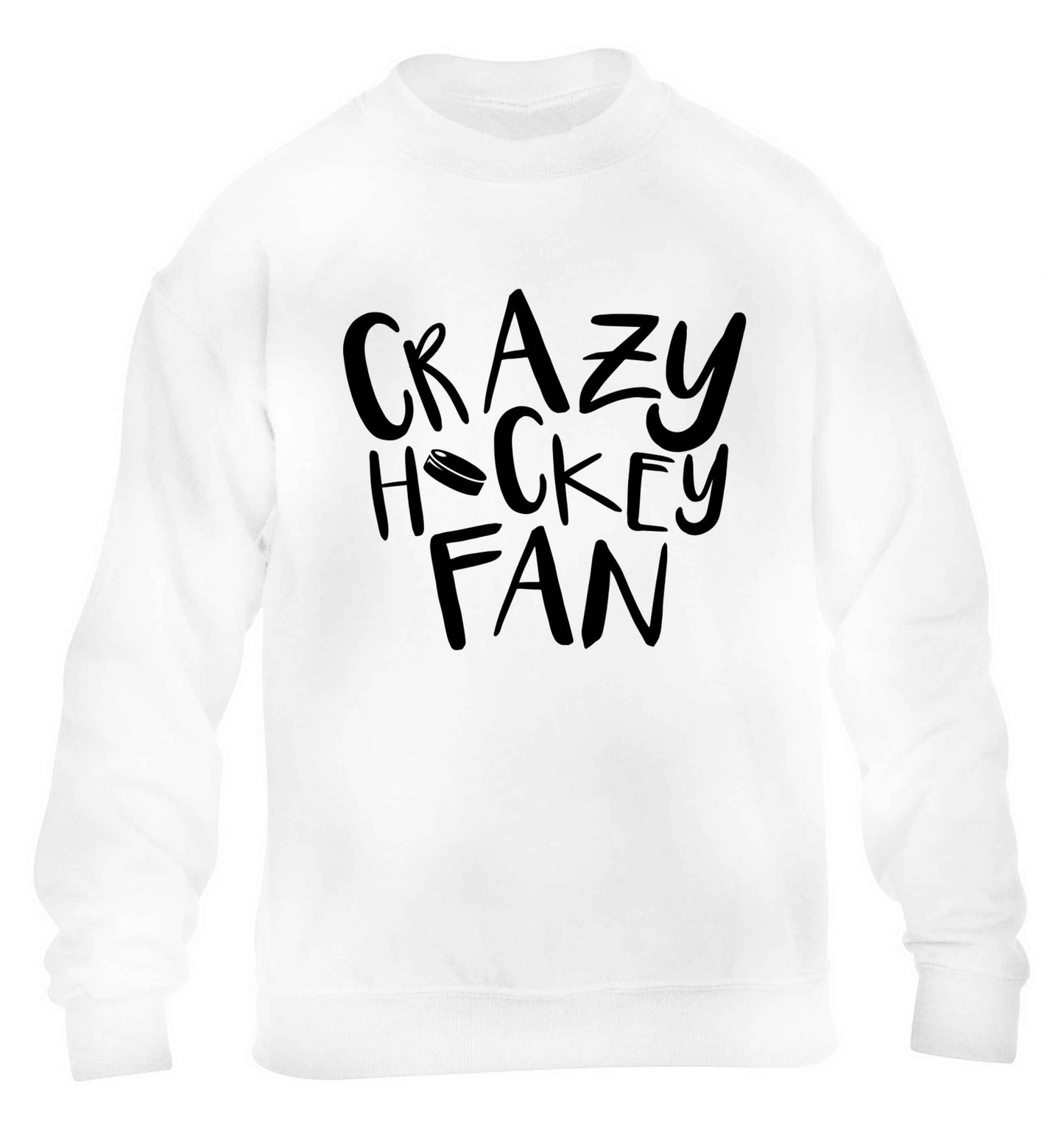 Crazy hockey fan children's white sweater 12-13 Years