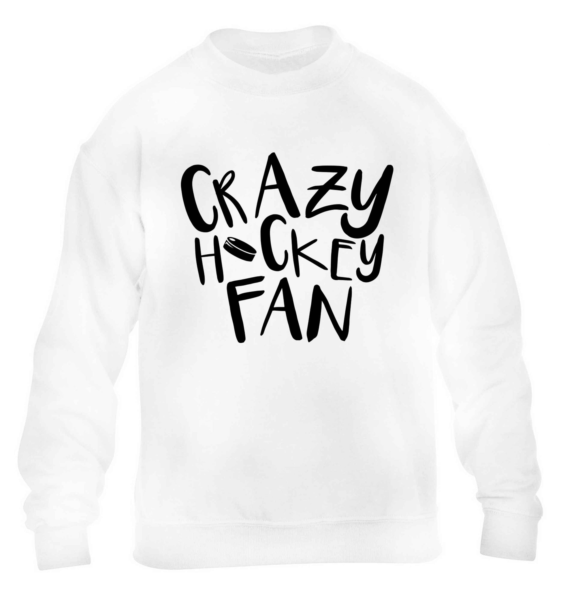 Crazy hockey fan children's white sweater 12-13 Years