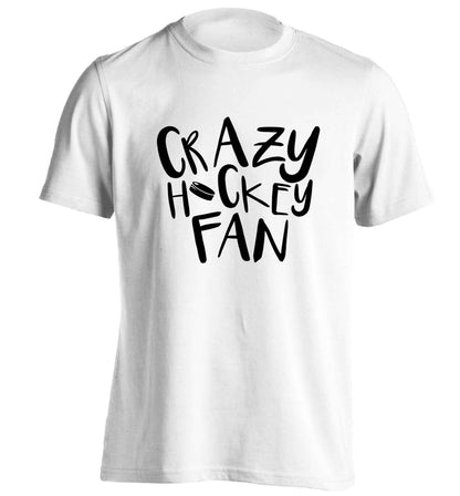 Crazy hockey fan adults unisex white Tshirt 2XL