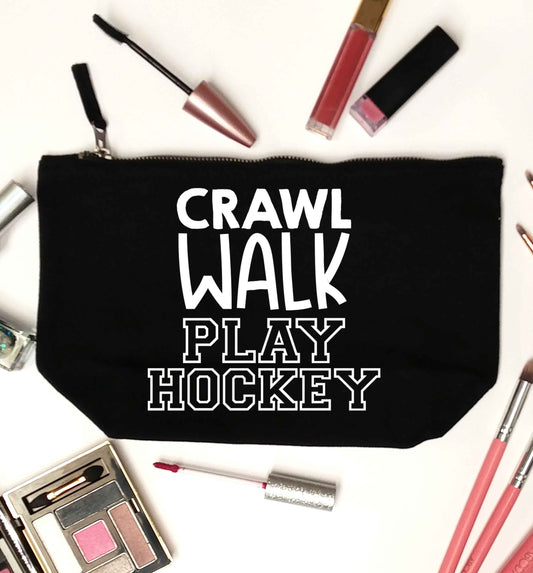 Crawl walk play hockey black makeup bag