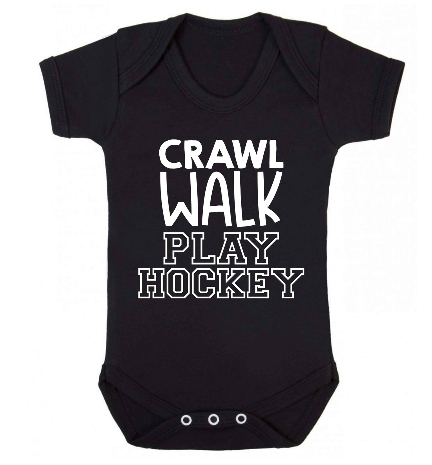 Crawl walk play hockey Baby Vest black 18-24 months