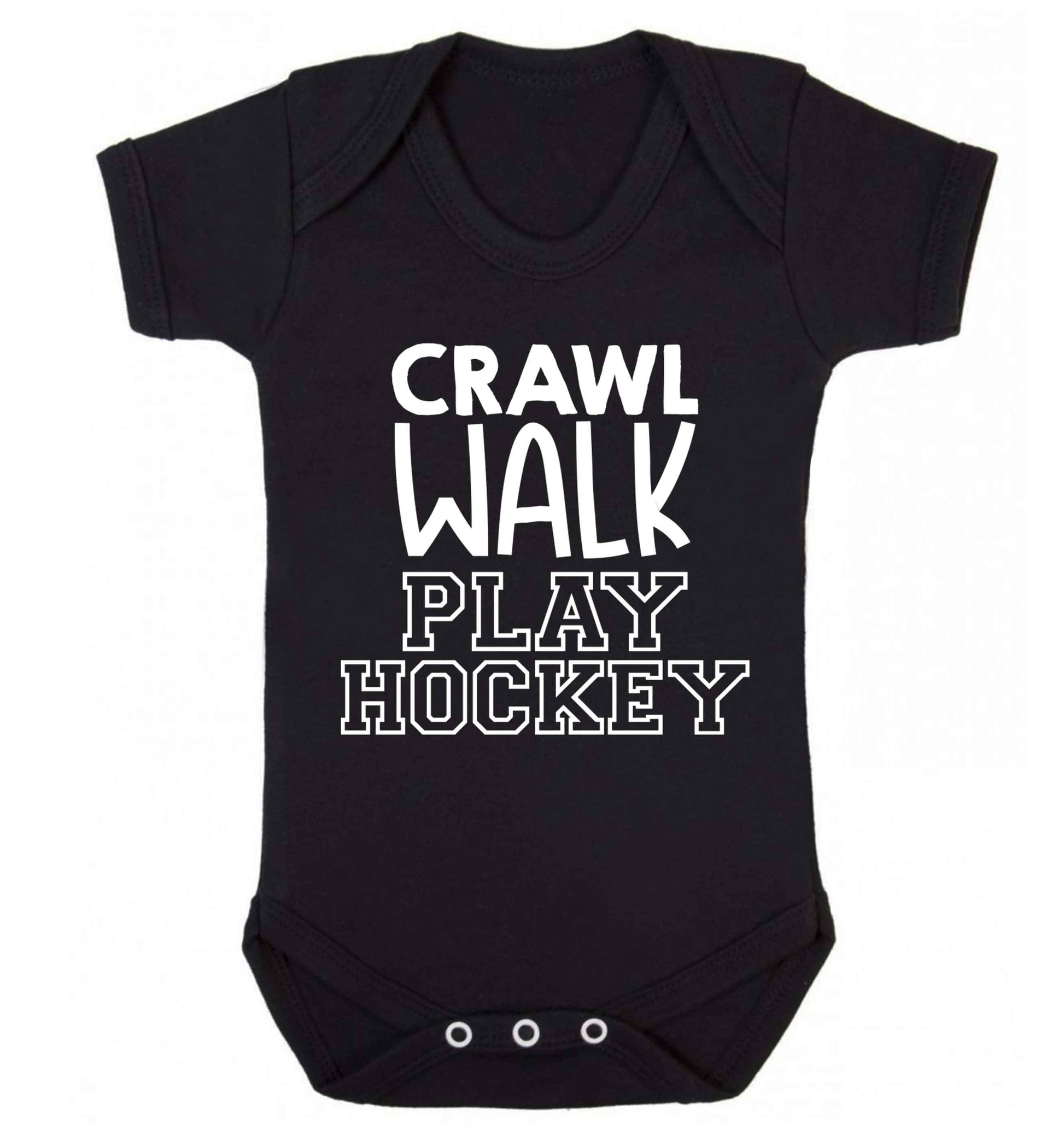Crawl walk play hockey Baby Vest black 18-24 months