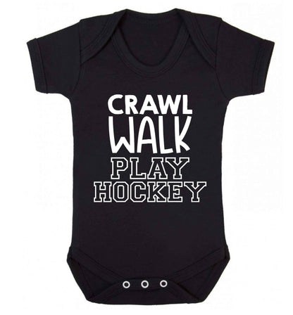 Crawl walk play hockey Baby Vest black 18-24 months
