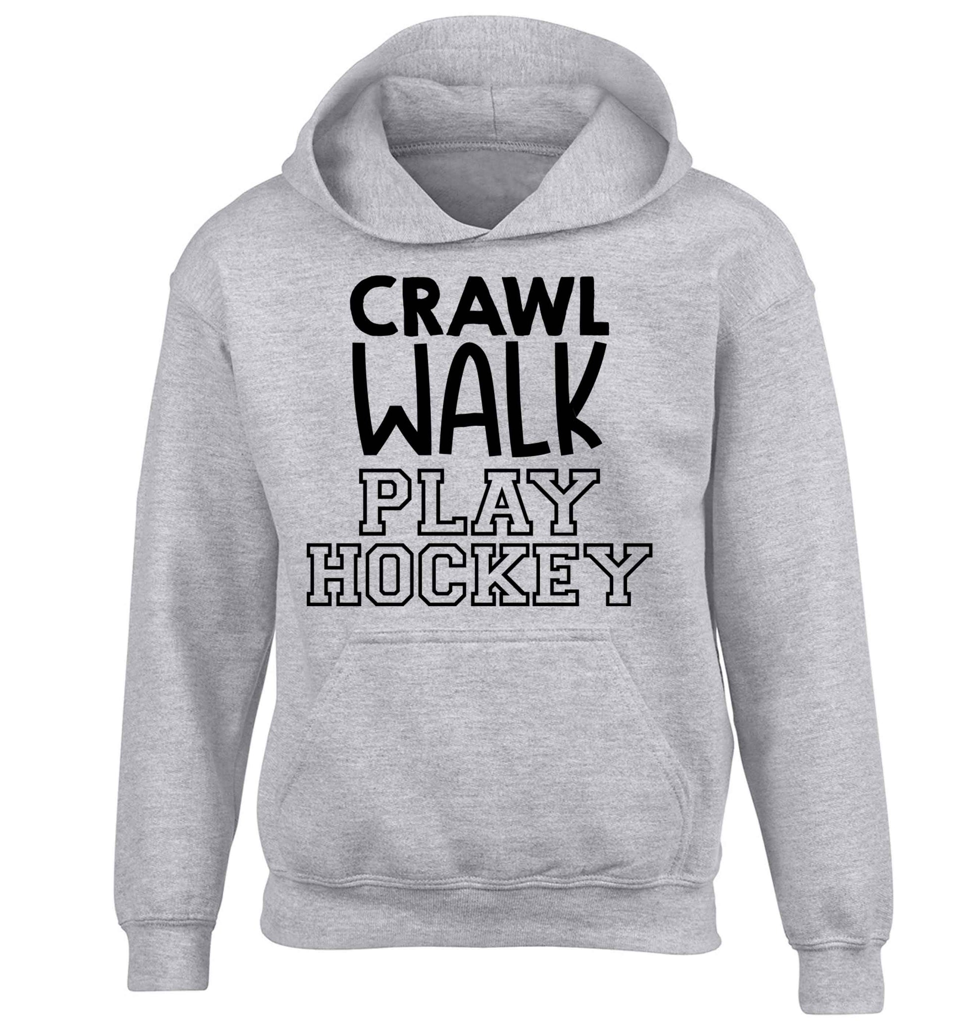 Crawl walk play hockey children's grey hoodie 12-13 Years