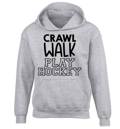 Crawl walk play hockey children's grey hoodie 12-13 Years