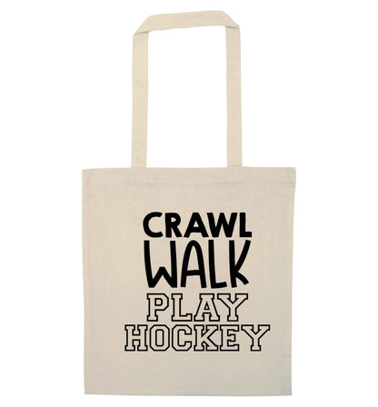 Crawl walk play hockey natural tote bag