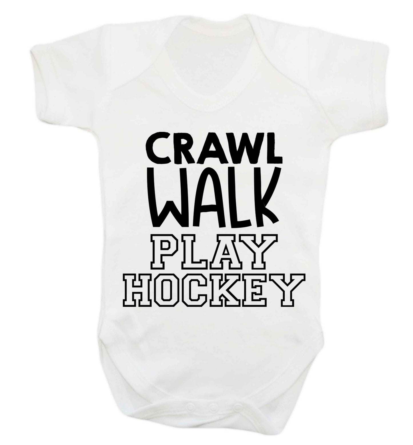Crawl walk play hockey Baby Vest white 18-24 months