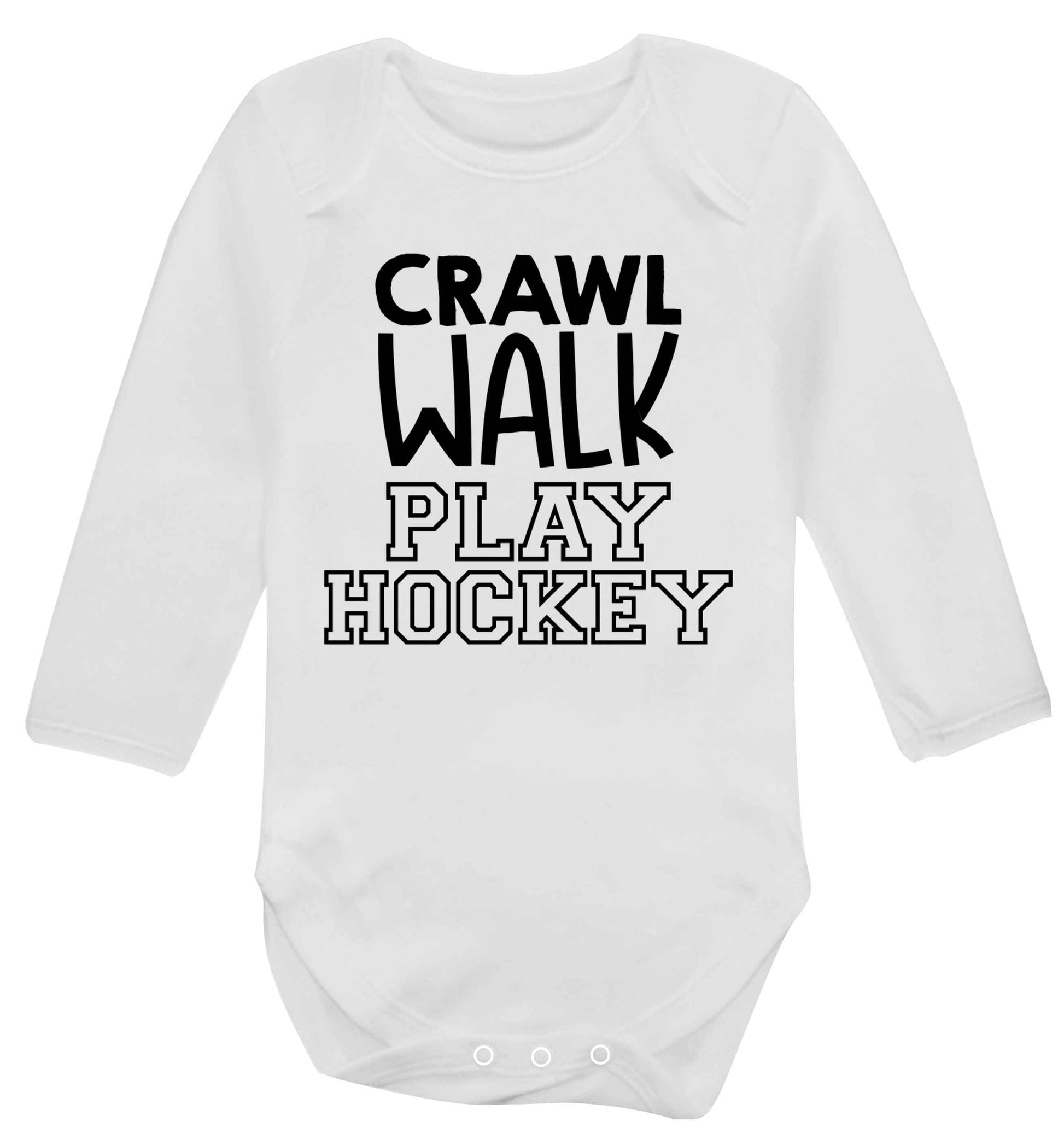 Crawl walk play hockey Baby Vest long sleeved white 6-12 months