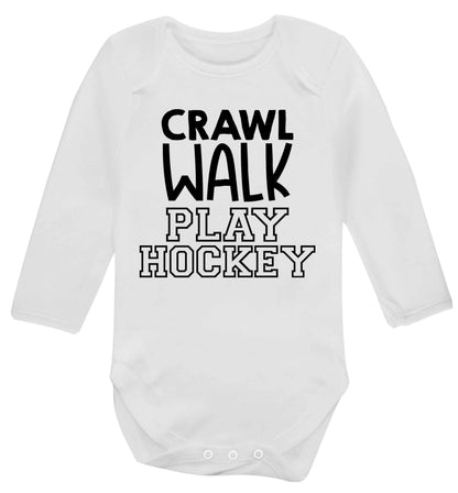 Crawl walk play hockey Baby Vest long sleeved white 6-12 months