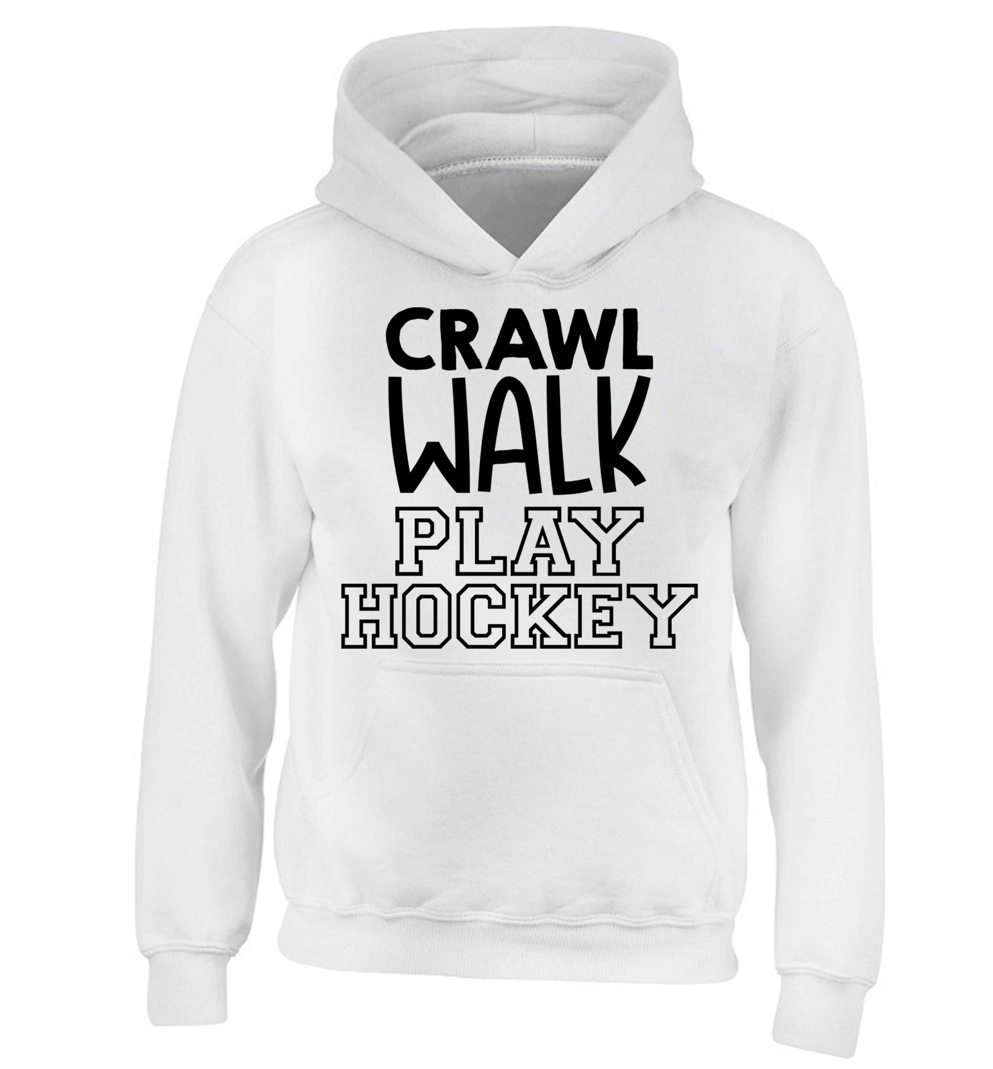 Crawl walk play hockey children's white hoodie 12-13 Years