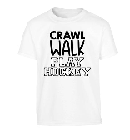 Crawl walk play hockey Children's white Tshirt 12-13 Years