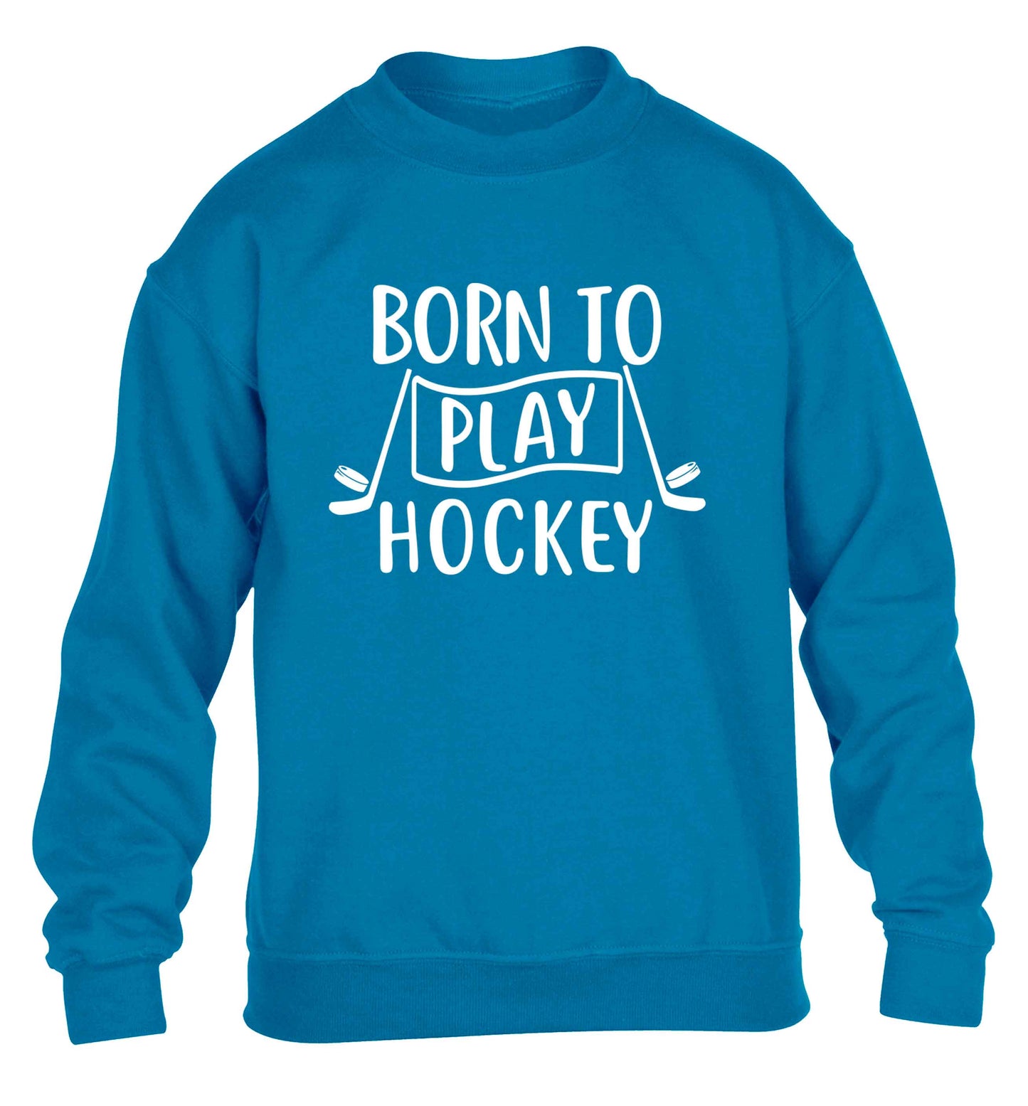 Born to play hockey children's blue sweater 12-13 Years