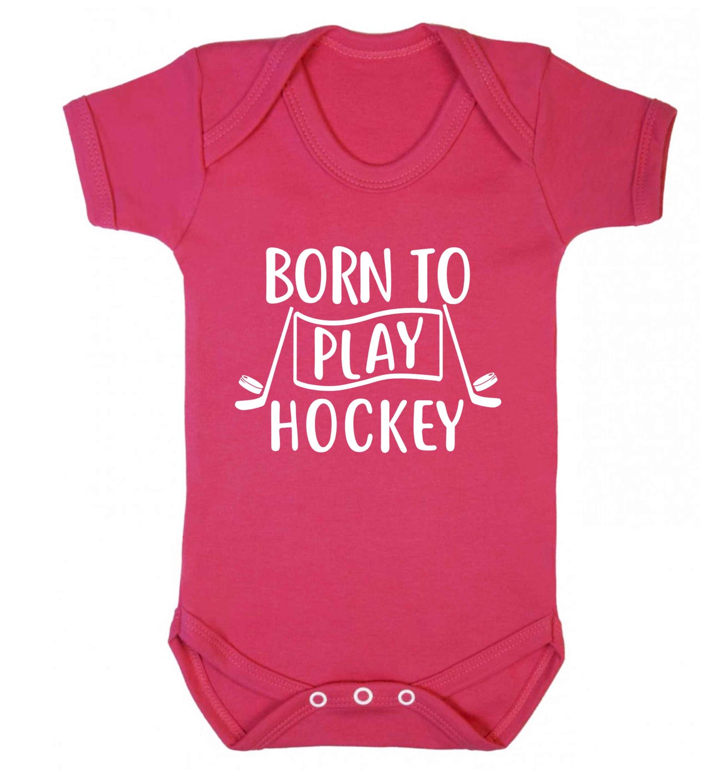 Born to play hockey Baby Vest dark pink 18-24 months