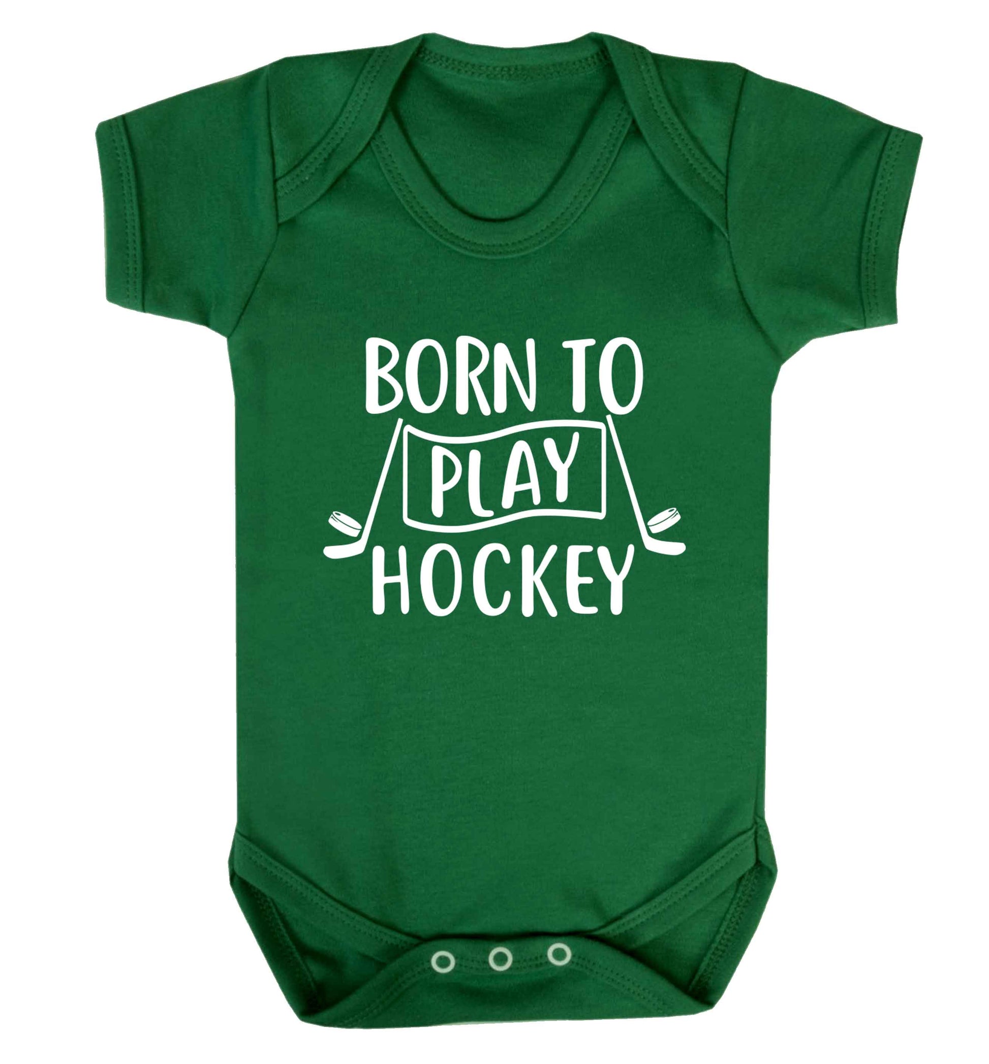 Born to play hockey Baby Vest green 18-24 months