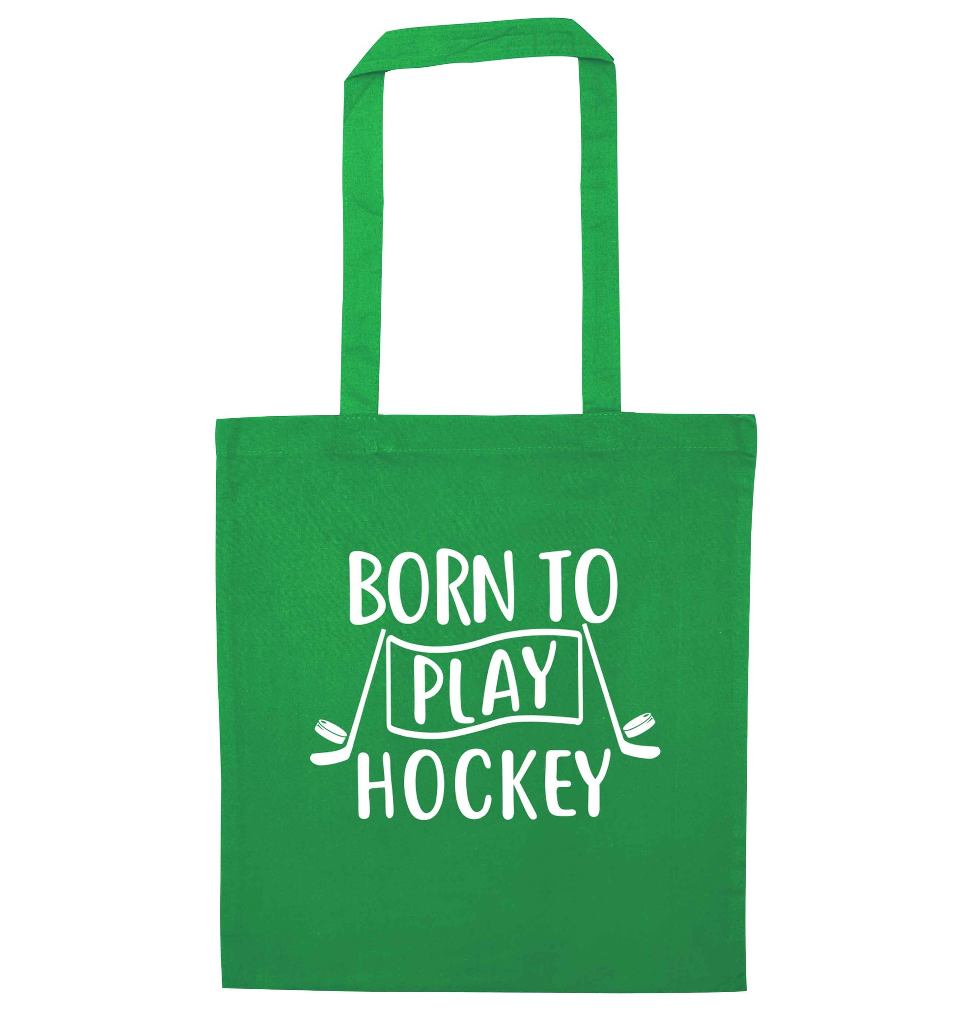 Born to play hockey green tote bag