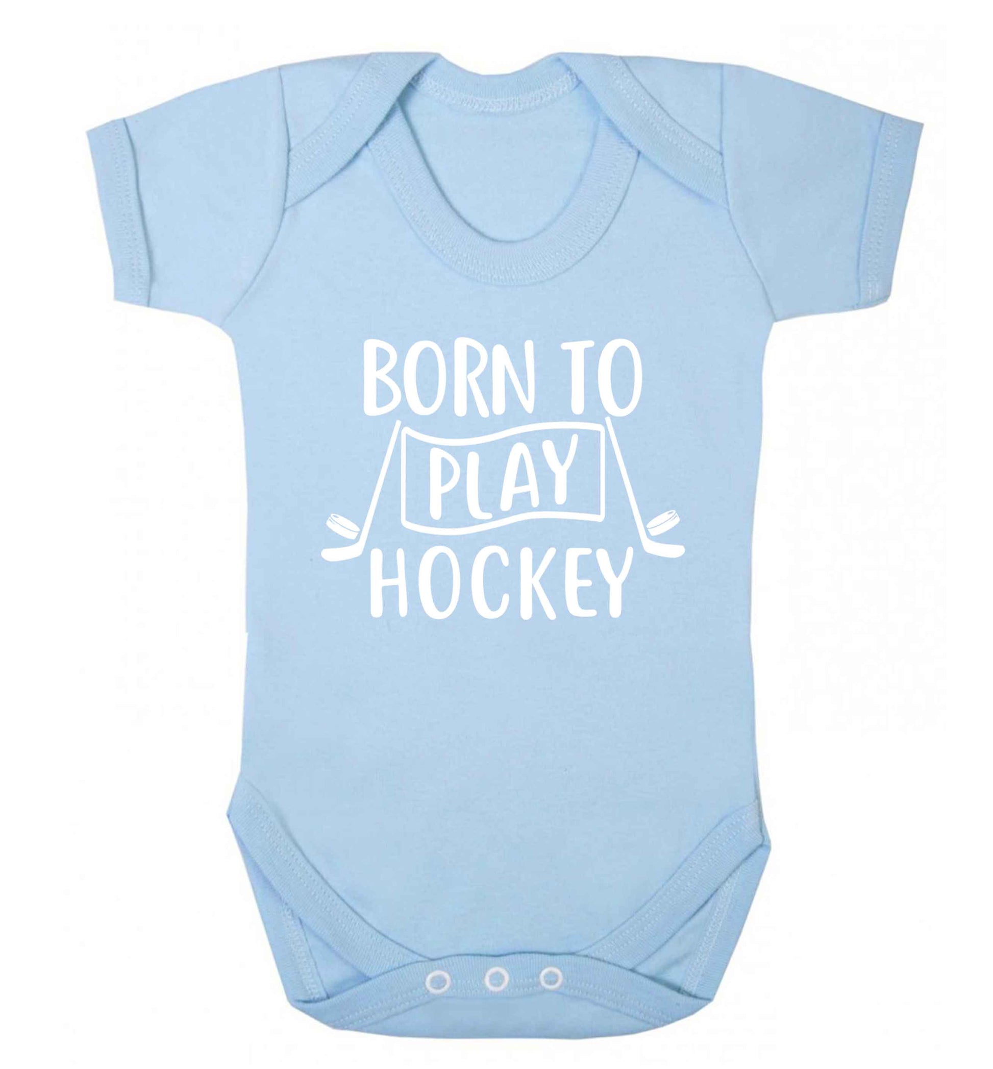 Born to play hockey Baby Vest pale blue 18-24 months