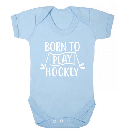 Born to play hockey Baby Vest pale blue 18-24 months