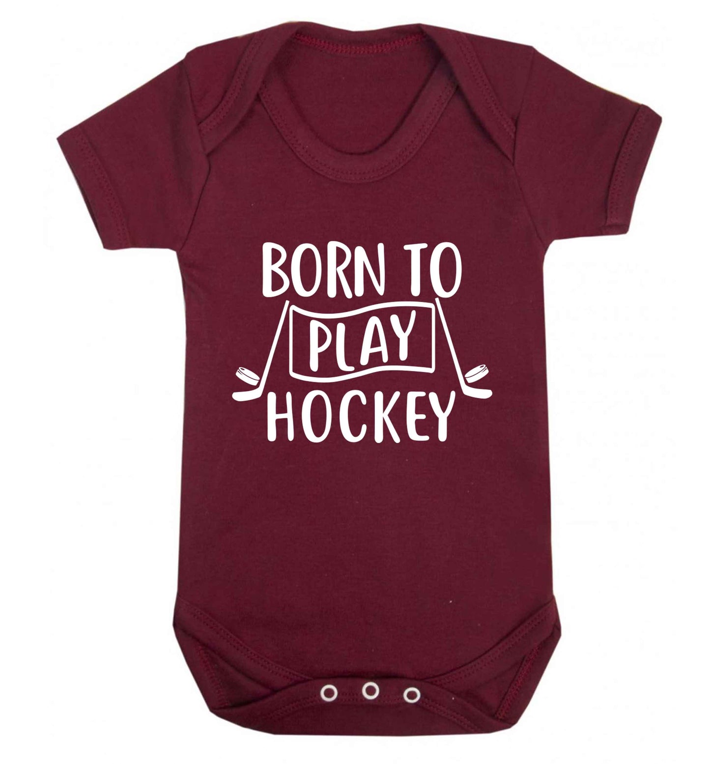 Born to play hockey Baby Vest maroon 18-24 months