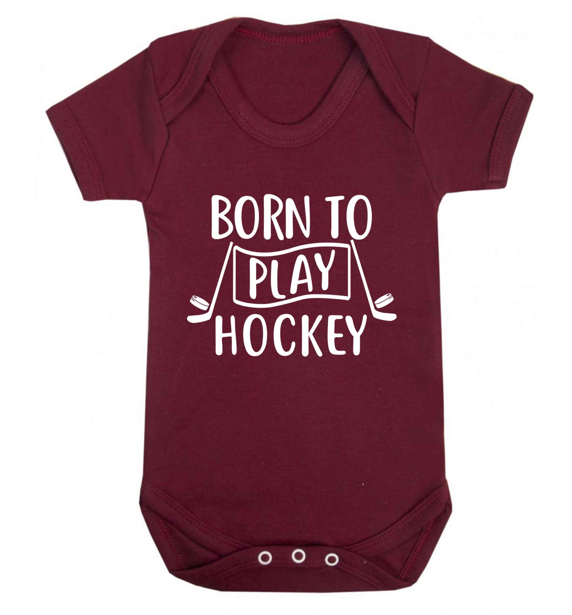 Born to play hockey Baby Vest maroon 18-24 months