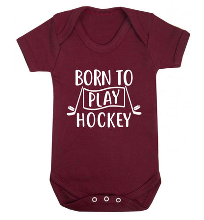 Born to play hockey Baby Vest maroon 18-24 months