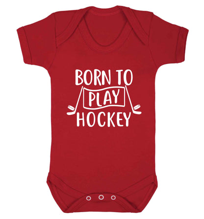 Born to play hockey Baby Vest red 18-24 months