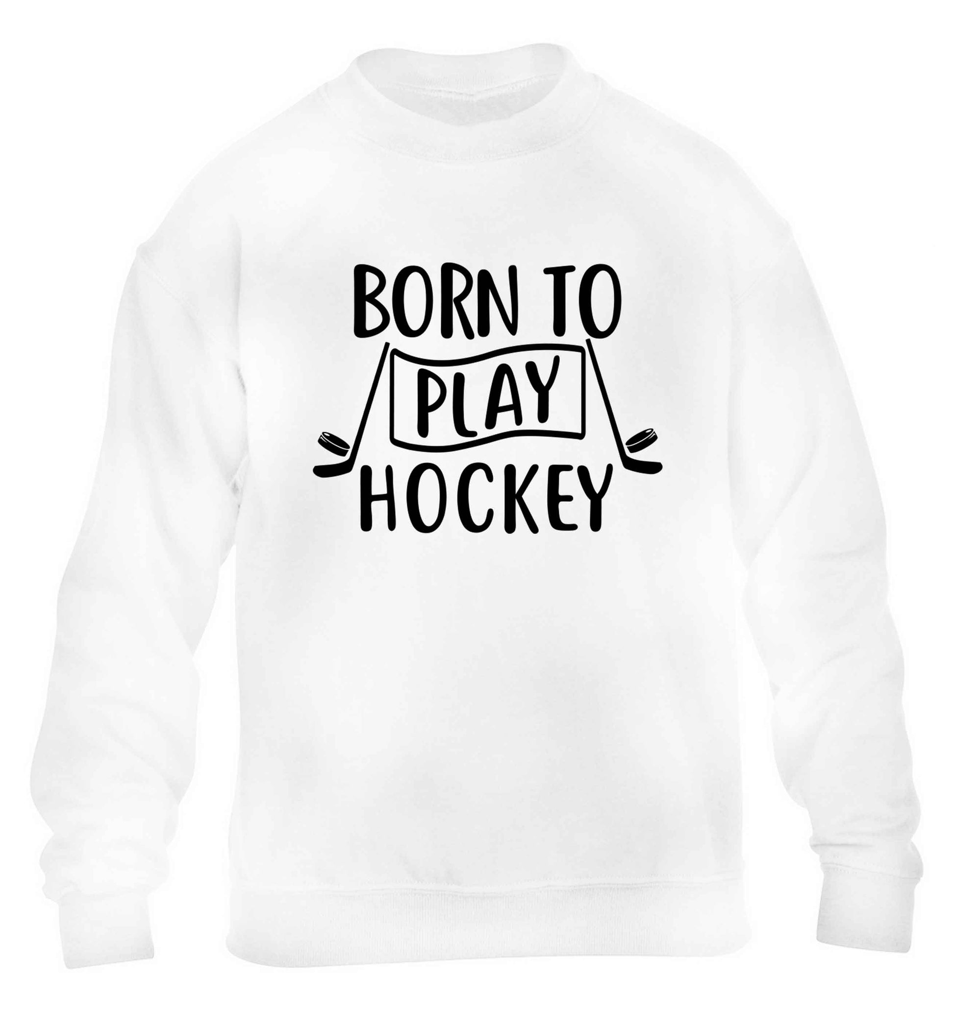 Born to play hockey children's white sweater 12-13 Years