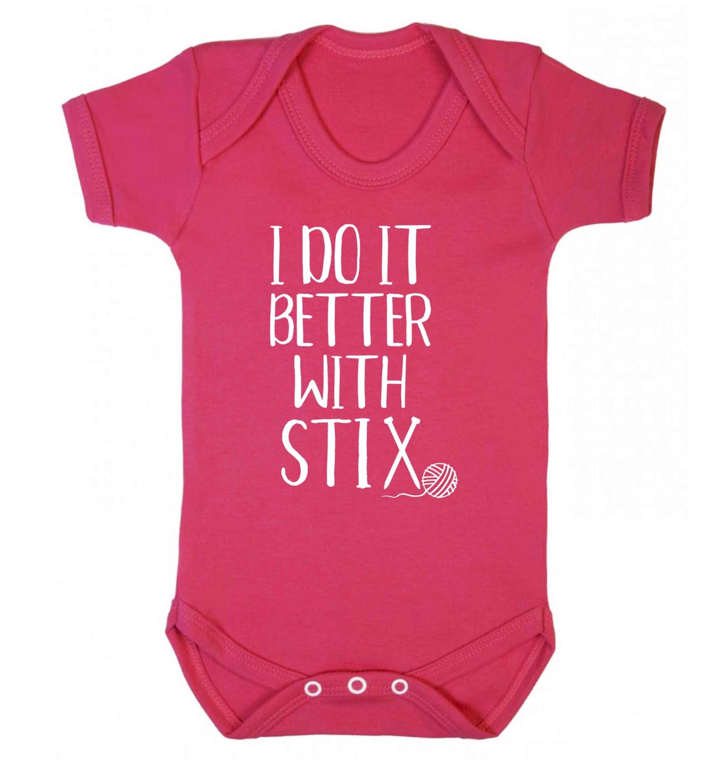 I do it better with stix (knitting) Baby Vest dark pink 18-24 months