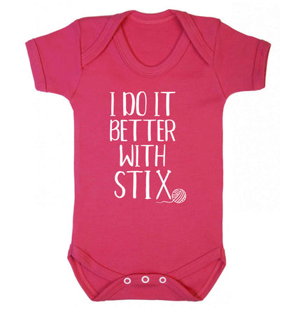 I do it better with stix (knitting) Baby Vest dark pink 18-24 months