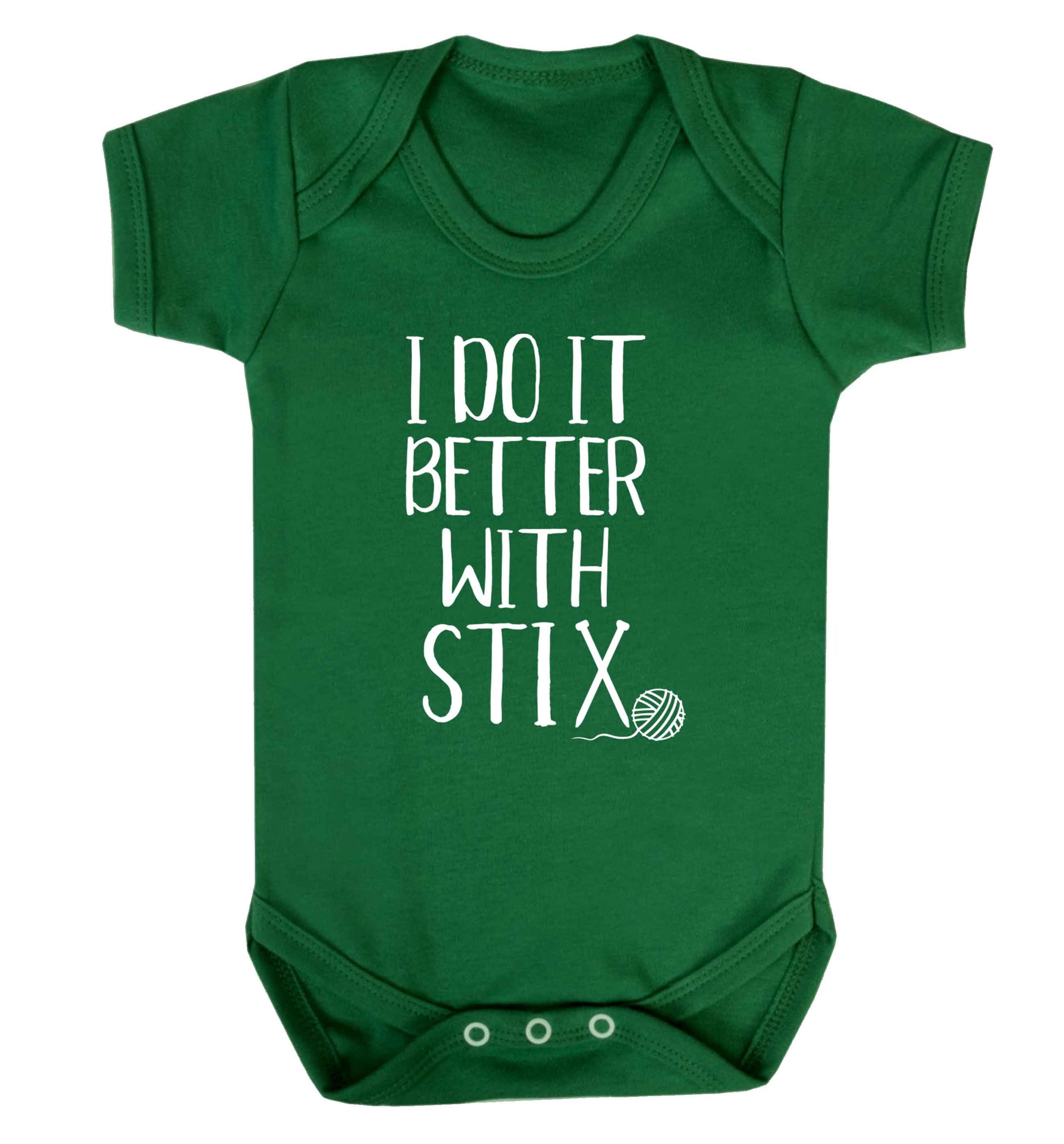 I do it better with stix (knitting) Baby Vest green 18-24 months