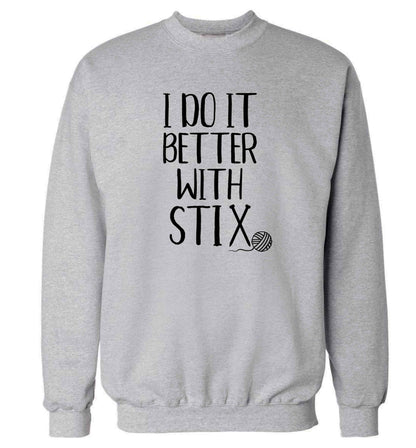 I do it better with stix (knitting) Adult's unisex grey Sweater 2XL