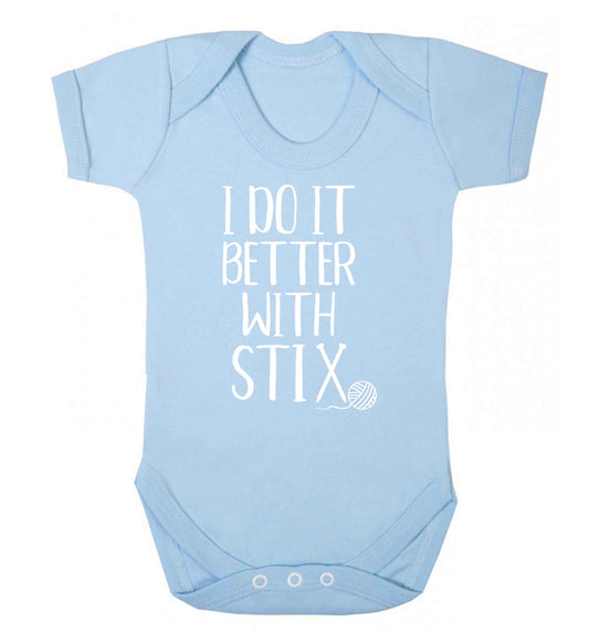 I do it better with stix (knitting) Baby Vest pale blue 18-24 months
