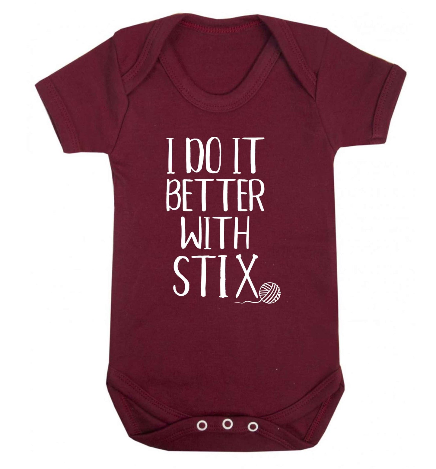 I do it better with stix (knitting) Baby Vest maroon 18-24 months